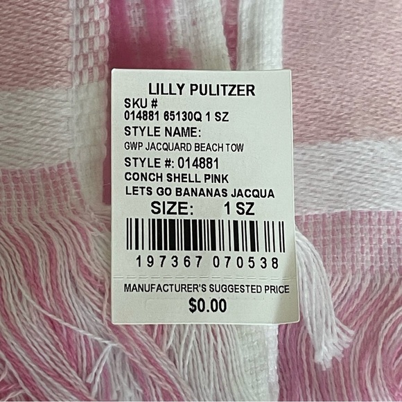 Lilly Pulitzer Jacquard Beach Towel Let’s Go Bananas Conch Shell Pink - Picture 3 of 5